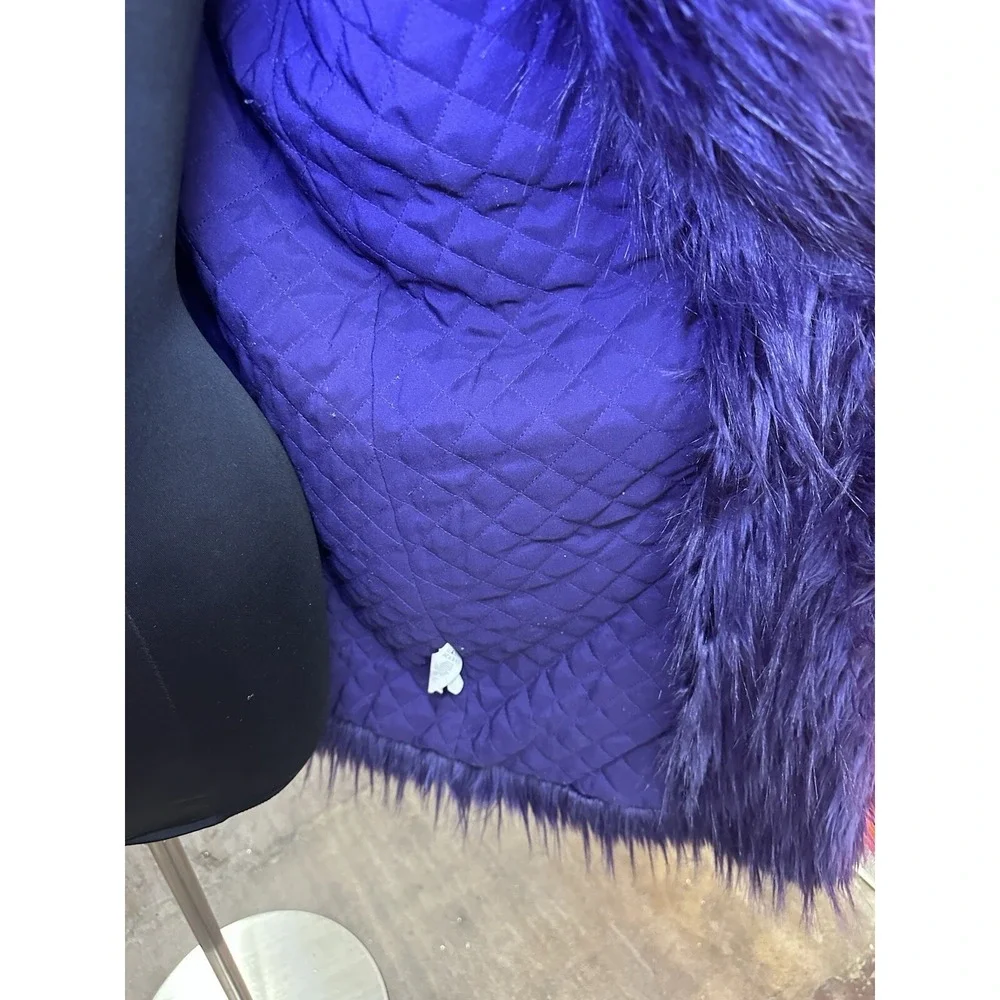 MICHAEL KORS Oversized‎ Belted Faux fur coat Purple Jacket - Size XS